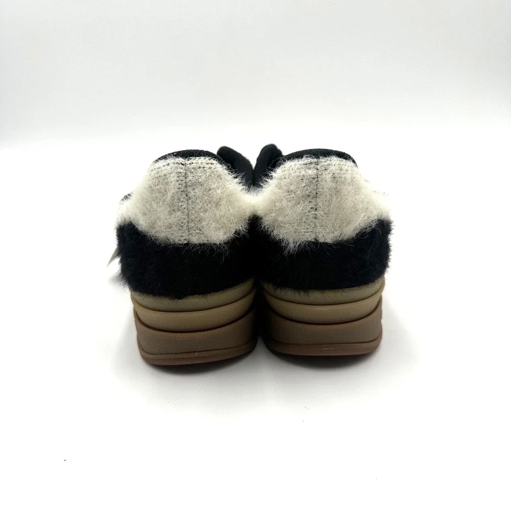 Adidas Gazelle Bold Furry Core Black/Cream White/Gold JS3907 Women's Size 6.5